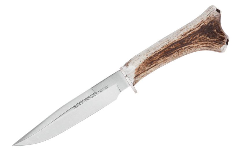 Cuchillo Muela Ranger 9251 14cm hoja con empuñadura de asta de ciervo y mango de epois + funda de cuero