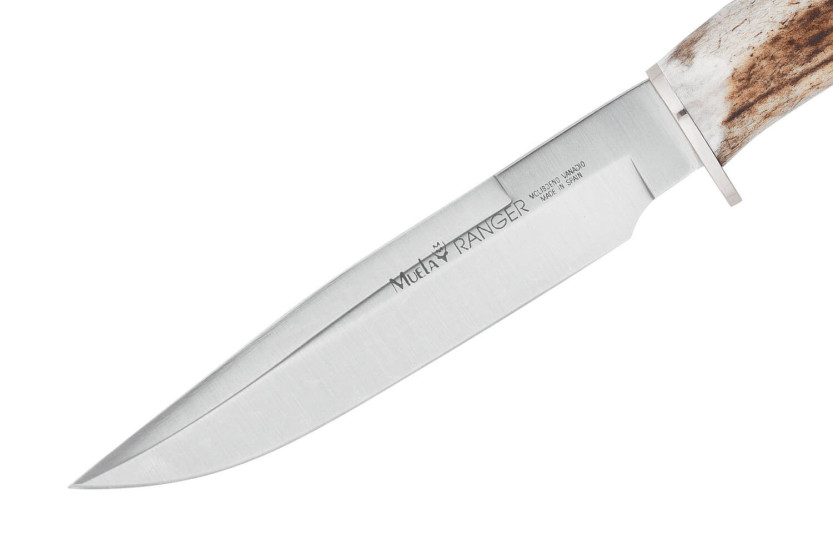 Cuchillo Muela Ranger 9251 14cm hoja con empuñadura de asta de ciervo y mango de epois + funda de cuero