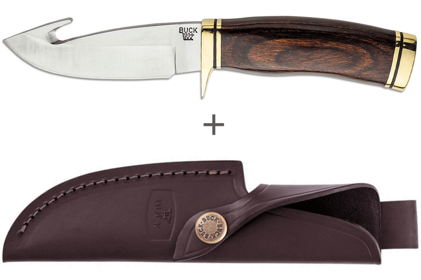 Buck Knife 191 Zipper 0191BRG guthook-blad 10,5 cm valnøddehåndtag + læderskede