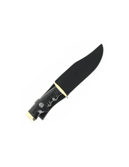 Muela Bufalo Messer 9257 Klinge 17cm Micarta Griff schwarz mit Messing-Enden + Lederetui