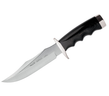 Muela Bufalo Knife 9257 17cm blad svart micarta handtag med mässingsspetsar + läderslida