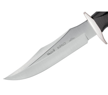 Muela Bufalo Knife 9257 17cm blad svart micarta handtag med mässingsspetsar + läderslida 2