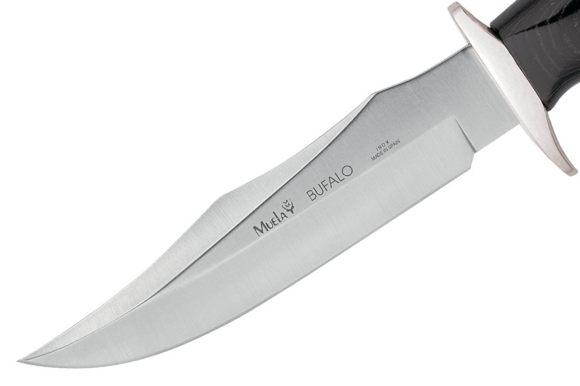 Muela Bufalo Messer 9257 Klinge 17cm Micarta Griff schwarz mit Messing-Enden + Lederetui