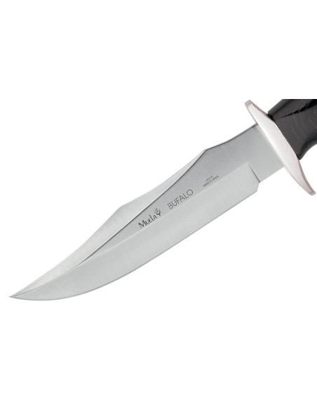 Muela Bufalo 9257 knife 17cm blade black micarta handle with brass tips + leather sheath