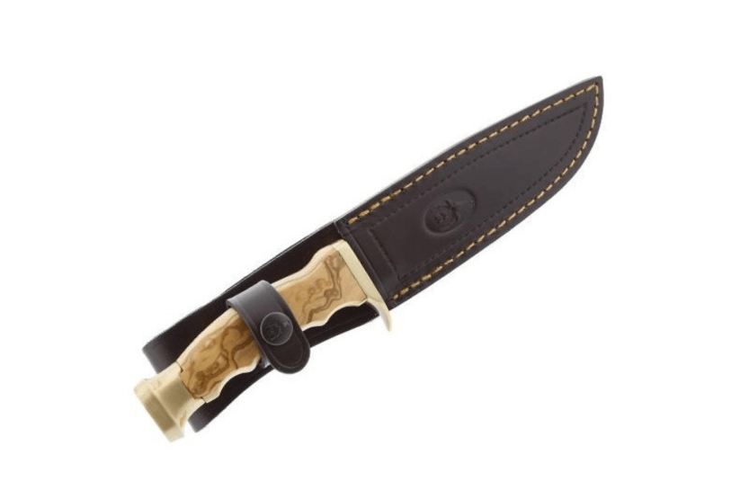 Muela Ranger 9270 Messer mit 14,5 cm Klinge aus rostfreiem Stahl, Griff aus Olivenholz + Lederetui