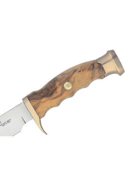 Muela Ranger 9270 kniv 14,5 cm rustfrit stålblad oliventræhåndtag + læderskede