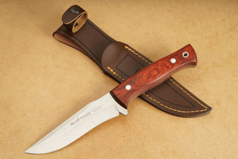 Muela Pointer 9330 kniv 12 cm blad i rustfrit stål stamina håndtag + læderskede