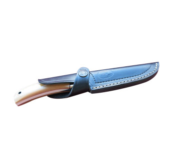 Faca Muela Setter 9265 lâmina de aço de 11 cm cabo de micarta branca + bainha de couro 2