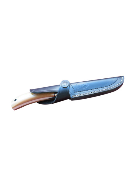 Messer Muela Setter 9265 Stahlklinge 11cm Griff aus weißem Micarta + Lederetui