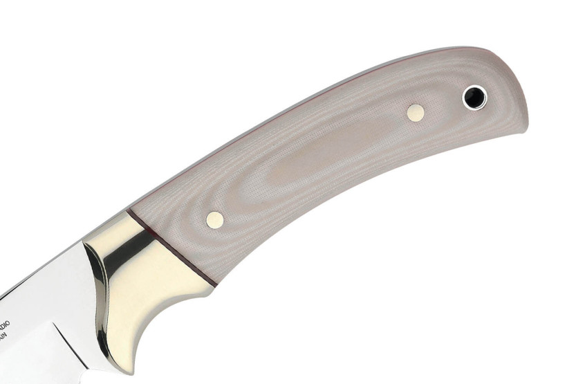 Muela Setter 9265 coltello 11cm lama in acciaio manico in micarta bianca + fodero in pelle