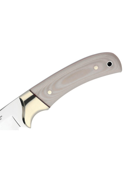 Muela Setter 9265 knife 11cm steel blade white micarta handle + leather sheath