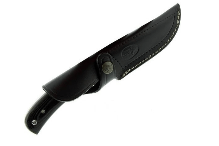 Messer Muela Setter 9264 11cm Klinge aus rostfreiem Edelstahl Griff aus schwarzem Micarta + Lederetui