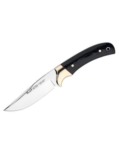 Muela Setter 9264 kniv 11 cm rustfrit stål blad sort micarta håndtag + læderskede