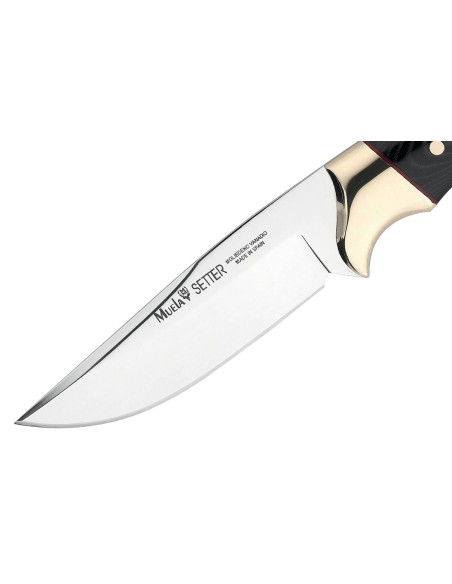 Muela Setter 9264 kniv 11cm blad rostfritt stål svart micarta handtag + läderslida