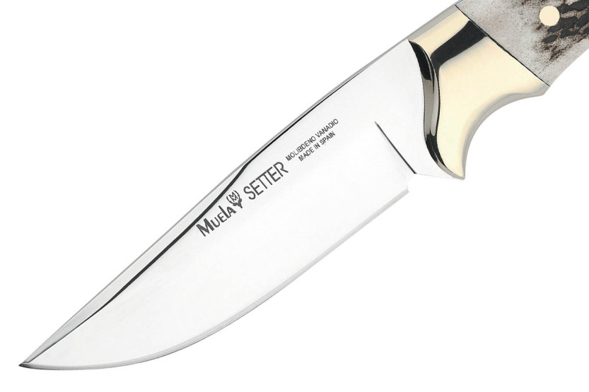 Muela Setter Knife 9266 11cm blad av rostfritt stål handtag av hjortdjur + läderslida