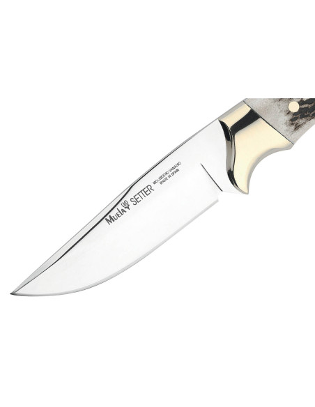 Muela Setterkniv 9266 11 cm blad i rustfritt stål med håndtak i hjortetak + skinnhylse