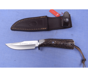 Muela Braco 9275 kniv 11 cm blad i rustfritt stål med håndtak i hjortetak med snøre + lærhylse 2