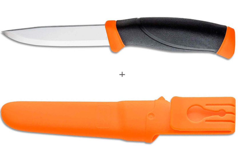 Cuchillo Mora Companion 11824 10.4cm hoja acero inoxidable mango goma negro/naranja + funda