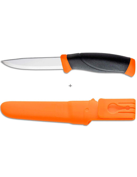 Mora Companion 11824 mes 10,4cm roestvrij staal zwart/oranje rubberen handvat + etui