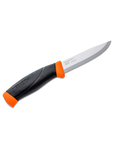 Mora Companion 11824 kniv 10,4cm rostfritt stålblad svart/orange gummihandtag + fodral