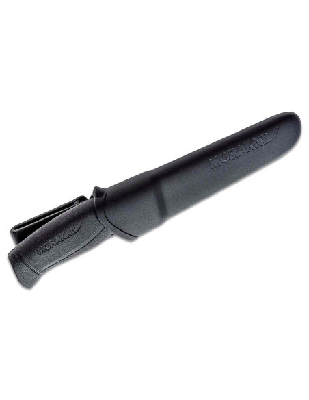 Faca Mora Companion 12141 Lâmina de aço inoxidável de 10,4 cm Cabo de borracha preta + estojo