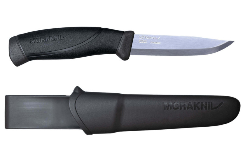 Mora Companion 12141 kniv 10,4 cm blad i rustfritt stål, svart gummihåndtak + etui