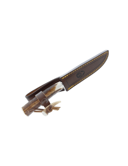 Muela Gredos 9218 kniv 14 cm blad i rustfrit stål, håndtag i hjortetak + læderskede