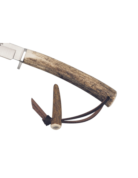 Muela Gredos 9218 kniv 14 cm blad i rustfritt stål med skaft i hjortetak + skinnskede
