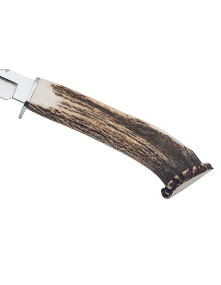 Muela Gredos 9228 mes 14cm met ijs gepolijst lemmet Hertenhouten handvat + leren schede