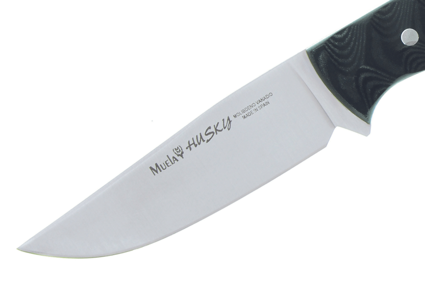 Muela Husky 9307 kniv 10 cm blad i rustfritt stål, grått micartahåndtak + skinnslire