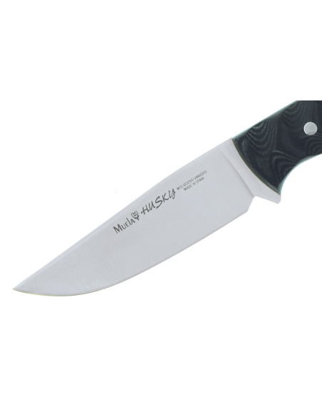 Muela Husky 9307 kniv 10 cm blad i rustfritt stål, grått micartahåndtak + skinnslire