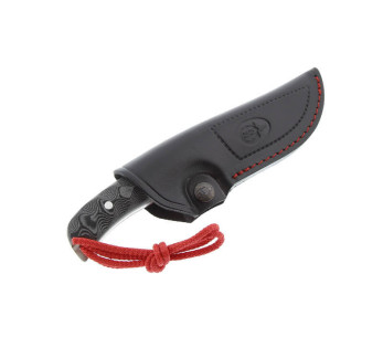 Cuchillo Muela Husky 9307 10cm hoja acero inoxidable mango micarta gris + funda cuero 2