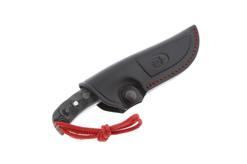 Cuchillo Muela Husky 9307 10cm hoja acero inoxidable mango micarta gris + funda cuero