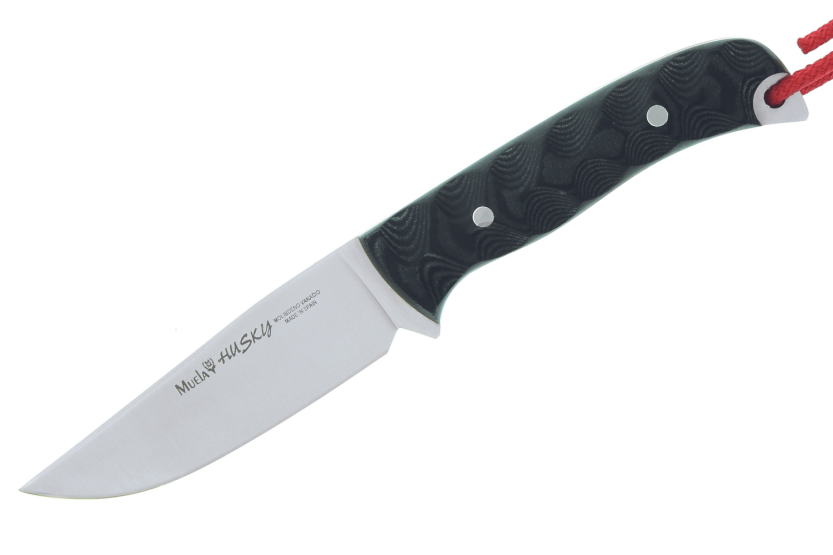 Muela Husky 9307 knife 10cm stainless steel blade grey micarta handle + leather sheath