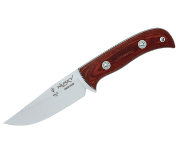 Cuchillo Muela Husky 9308 11cm hoja de acero inoxidable mango de madera con funda de cuero