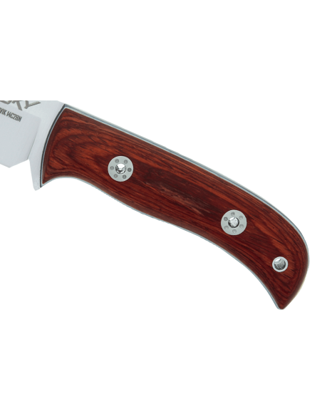 Cuchillo Muela Husky 9308 11cm hoja de acero inoxidable mango de madera con funda de cuero