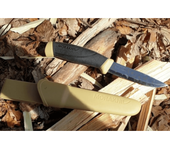 Cuchillo Mora Companion 13166 10.4cm hoja acero inoxidable mango caucho negro/arena + funda 2