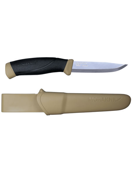 Mora Companion 13166 kniv 10,4 cm rustfrit stålblad sort/sand gummihåndtag + etui