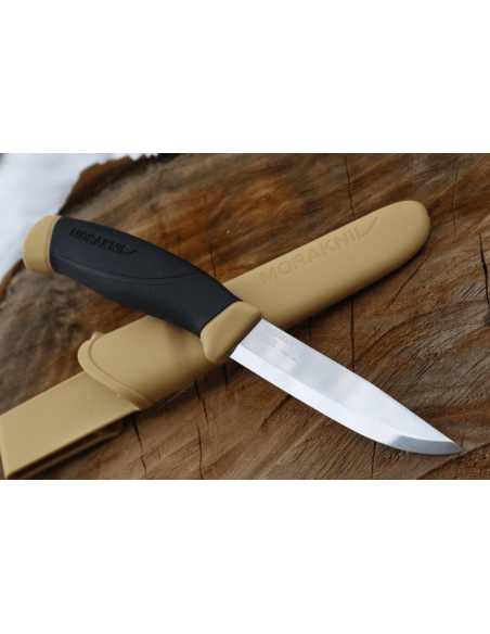Mora Companion 13166 kniv 10,4 cm blad i rustfritt stål, svart/sandgummihåndtak + etui