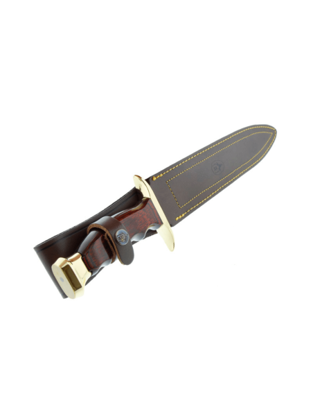 Muela Bowie Mes 9213 roestvrij staal lemmet 26cm stamina houten handvat + lederen schede