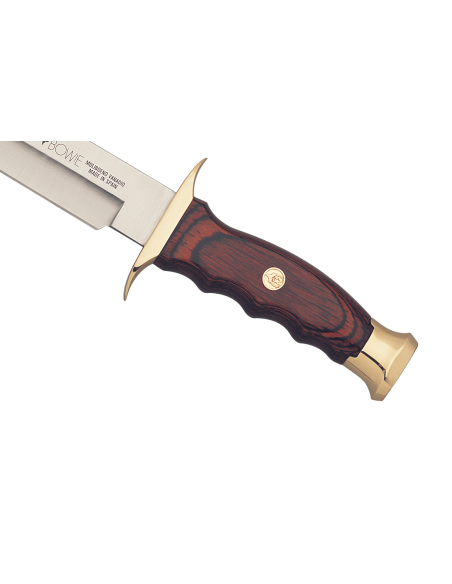 Muela Bowie Knife 9238 blad i rustfrit stål 16 cm stamina træhåndtag + læderskede