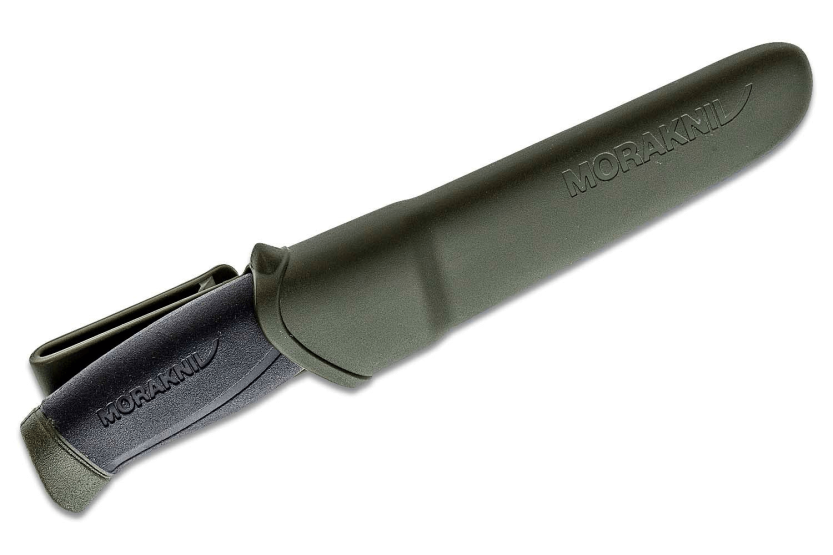 Faca Mora Companion MG 11863 lâmina de carbono de 10,4 cm cabo de borracha preto/caqui + estojo