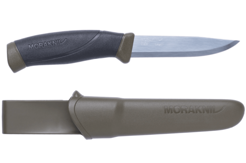 Mora Companion MG 11863 kniv 10,4 cm carbonblad sort/khaki gummihåndtag + etui