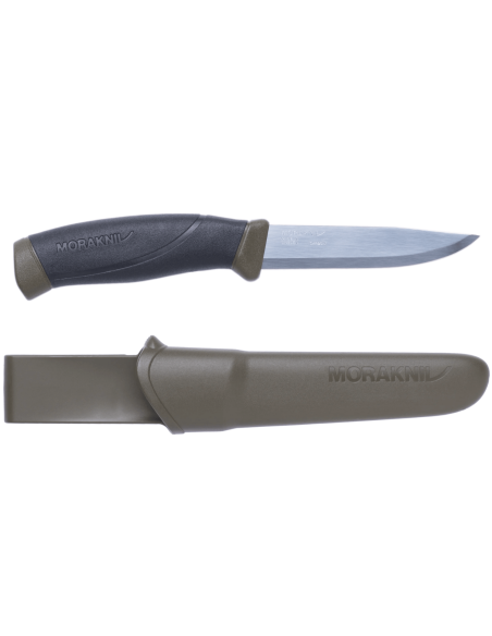Mora Companion MG 11863 kniv 10,4 cm carbonblad sort/khaki gummihåndtag + etui