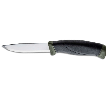 Faca Mora Companion MG 11863 lâmina de carbono de 10,4 cm cabo de borracha preto/caqui + estojo
