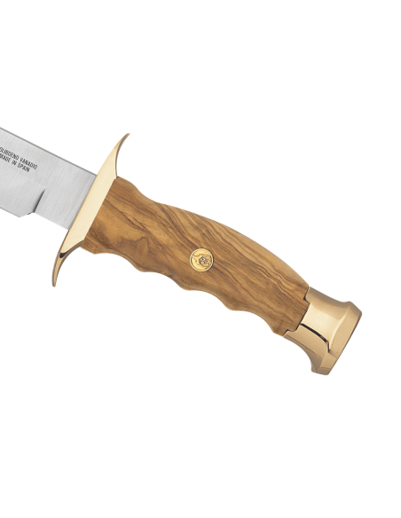 Muela Bowie Knife 9271 blad i rustfrit stål 16 cm håndtag i oliventræ + læderskede
