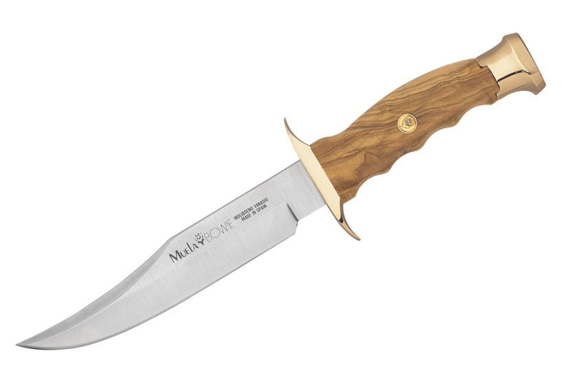 Muela Bowie Knife 9271 ruostumattomasta teräksestä valmistettu terä 16cm oliivipuinen kahva + nahkatuppi