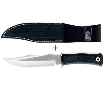 Cotueau Muela "21733" rustfritt stålblad 17 cm svart gummihåndtak + svart etui