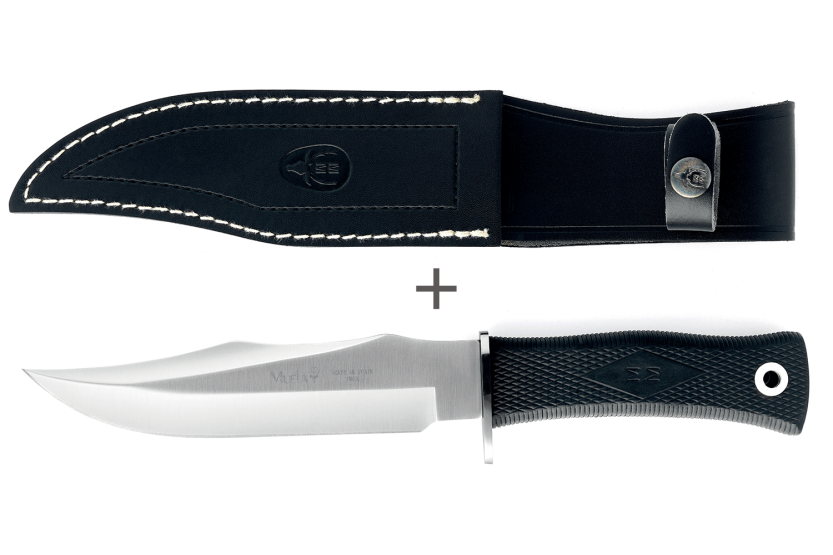 Cuchillo Muela "21733" hoja de acero inoxidable 17cm mango de goma negro + funda negra