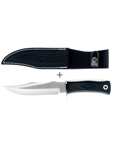 Faca Muela "21733" lâmina de aço inoxidável 17cm cabo de borracha preta + estojo preto